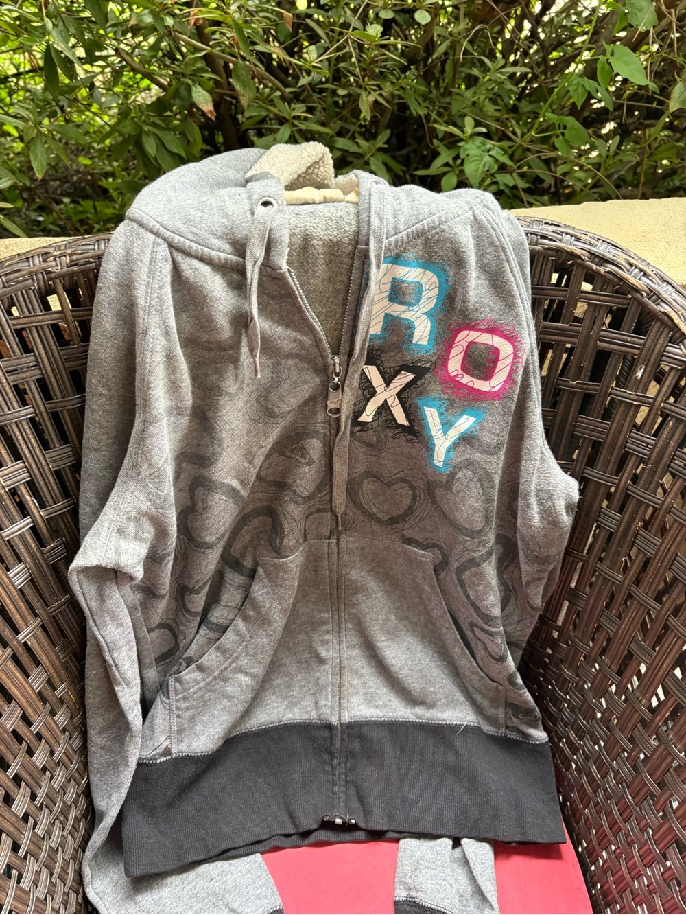 Roxy Gray Hoodie with Colorful Lettering